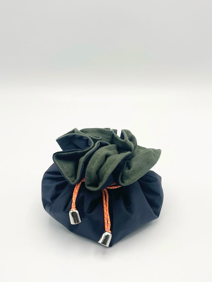 DRAWSTRING JEWELRY BAG Navy/Olive