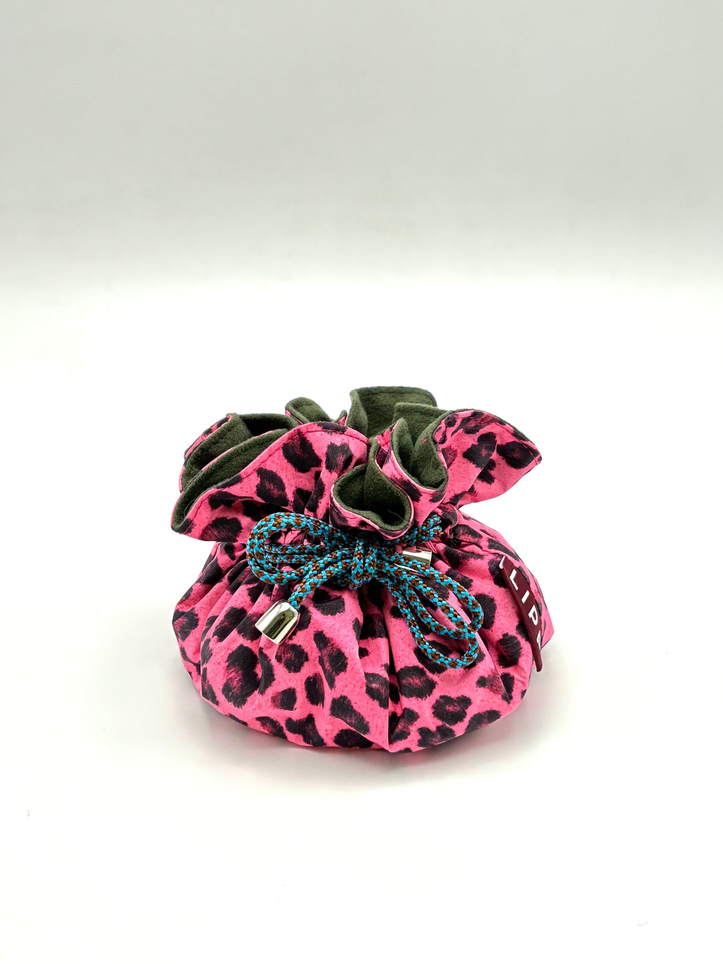Drawstring Jewelry Bag Fuchsia Leo/Olive