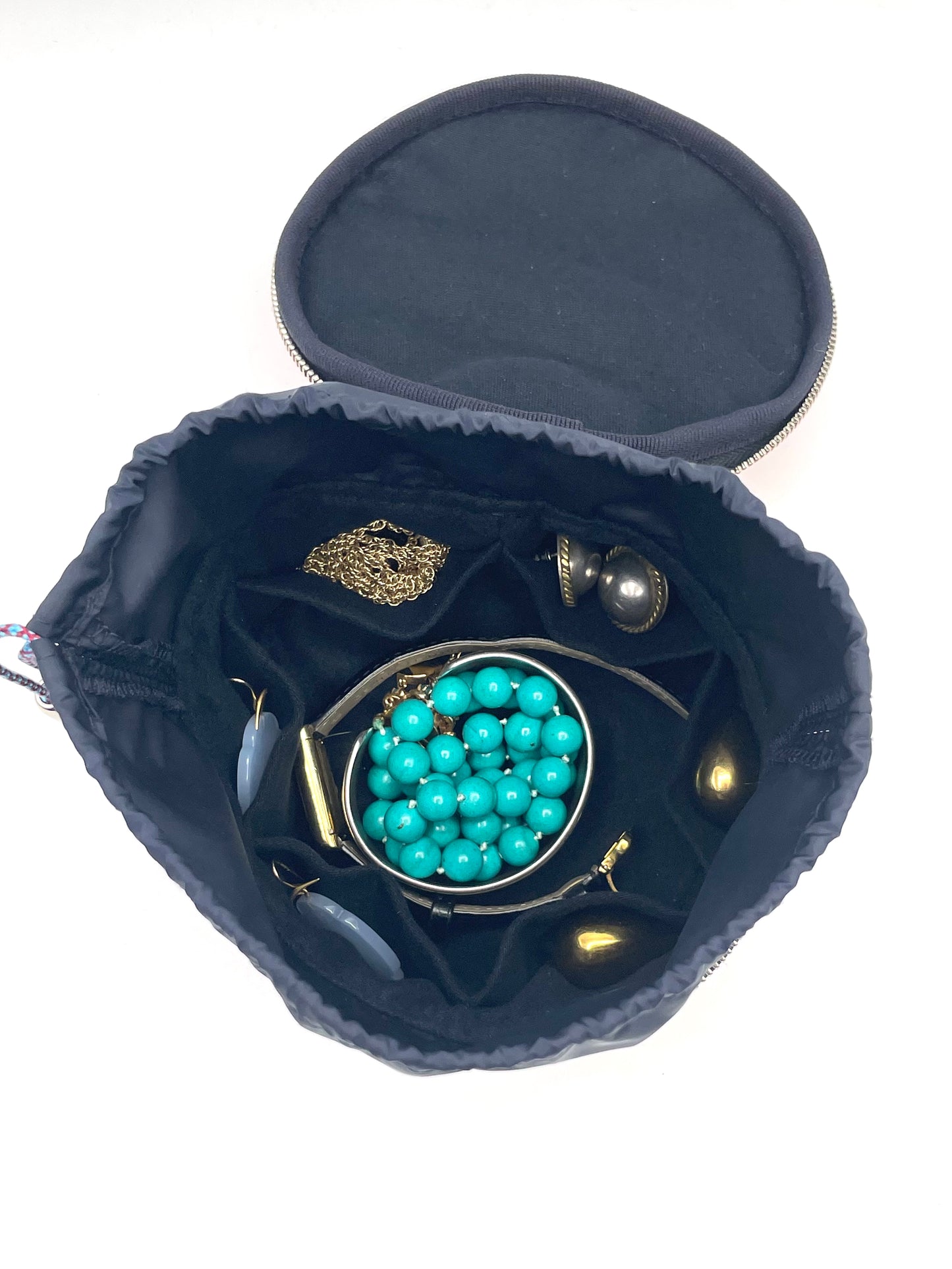 ROUND ZIP JEWELRY BAG Green/Midnight