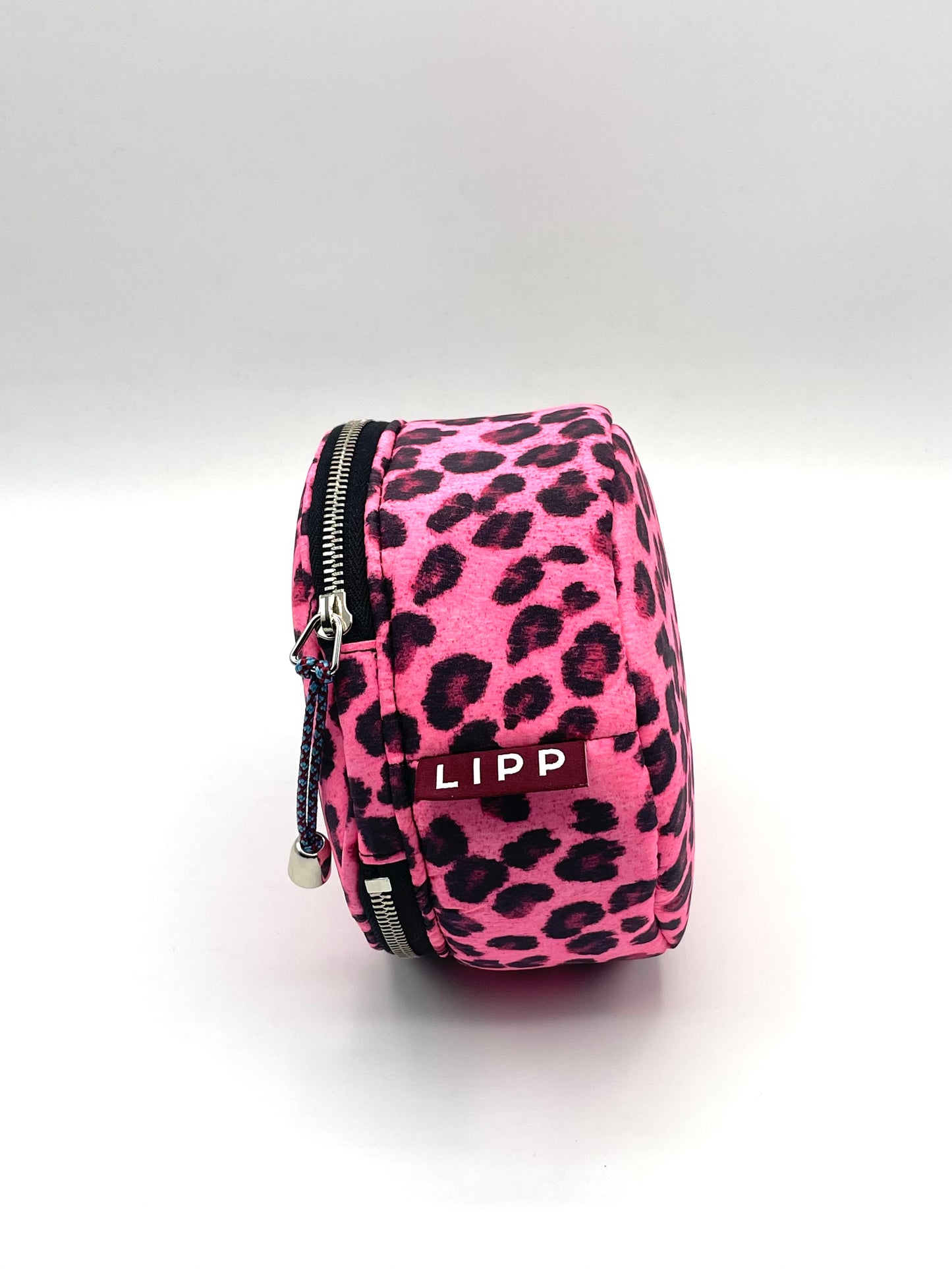 ROUND ZIP JEWELRY BAG Fuchsia Leopard/Midnight