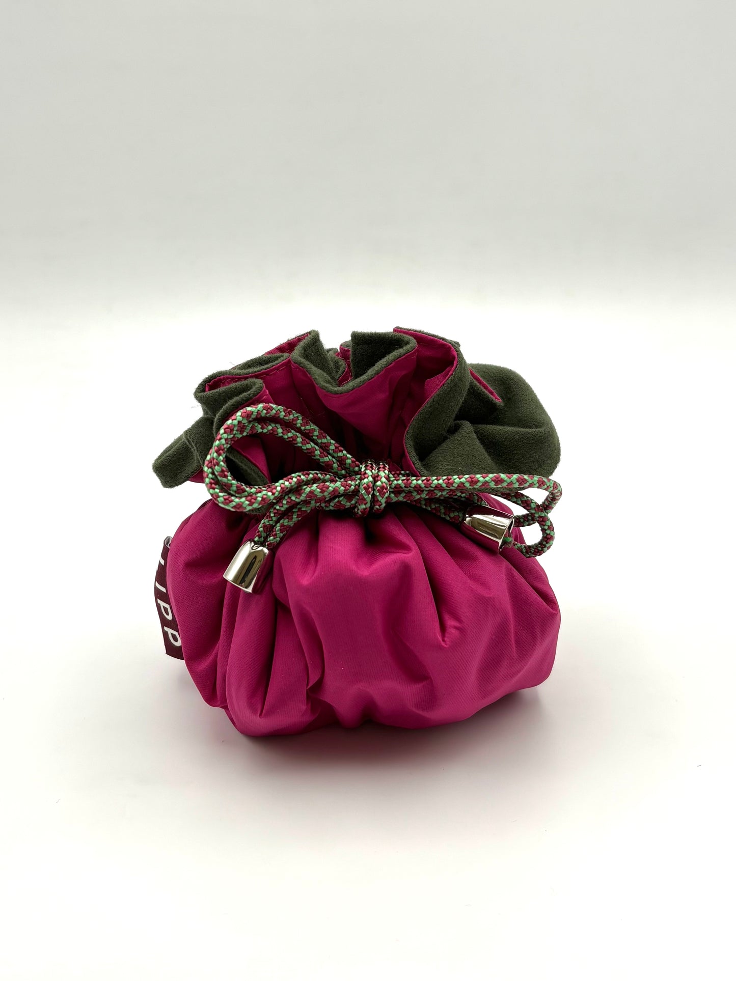 DRAWSTRING JEWELRY BAG Fuchsia/Olive